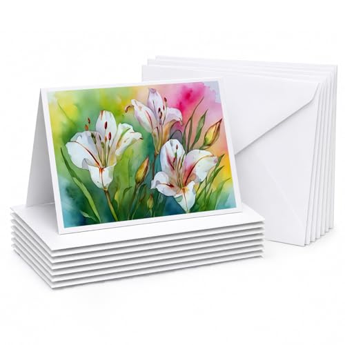 Caroline's Treasures DAC1711GCA7P Utah Sego Lilies in Watercolor Greeting Cards and Envelopes Pack of 8 Blank Cards with Envelopes Whimsical A7 Size 5x7 Blank Greeting Cards