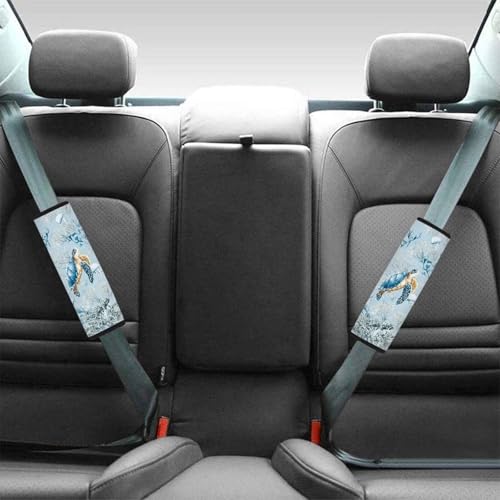 Image of AFPANQZ Seat Belt Cover Pads Kit 2 Packs Comfortable Driving Shoulder Protectors Sea Turtle Print Car Safety Seatbelt Pads Soft Comfort Cushion Car Seats Accessories Backpack Strap Pad