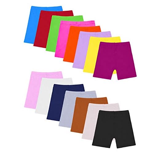 Pacote com 15 shorts de dança Resinta para meninas Bike Short respirável e seguro 15 cores, Red,yellow,blue,green,deep Purple,navy Blue,purple,orange,brown,black,white,rose,pink,gray,complexion, 6-7 Years