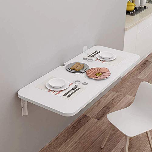 Table murale pliante blanche 120x50 cm LUNEZY avec passe-câble - 4