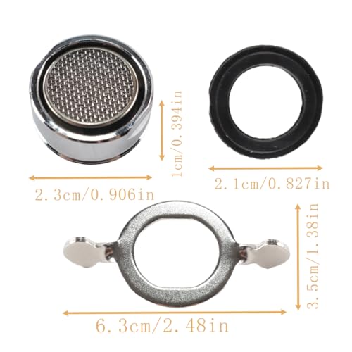 Tiardey 6-teiliges Wasserhahnfilter-Set, 24 mm Edelstahl-Wasserhahnbelüfter mit Dichtungen, Wasserfilter für Küche und Bad, Silber