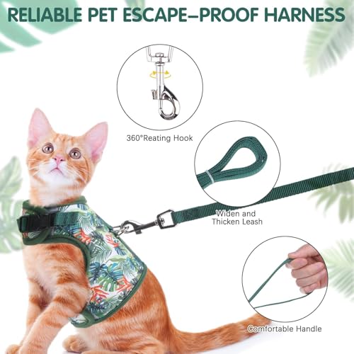 BINGPET Cat Harness and Leash Set Escape Proof for Walking,Step-in Harness with Lightweight Soft Breathable Mesh,Adjustable Easy Control Harness (Emerald Hues, L(Chest:12.5-16.5")) by BINGPET - Image 4