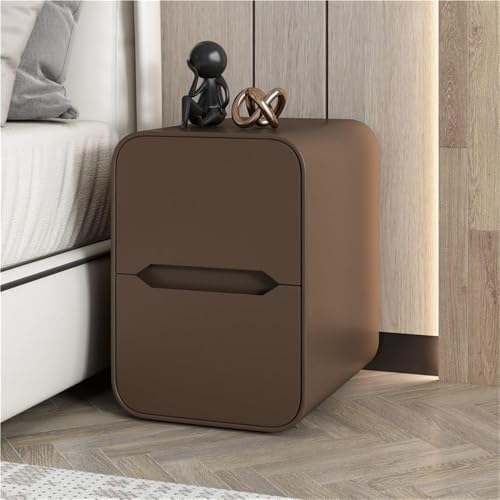 Modern Small Nightstand with 2 Drawers - Narrow Wooden Bedside Table, Stylish Home Accent for Living Room & Bedroom, Durable Design (Brown, 30 cm)