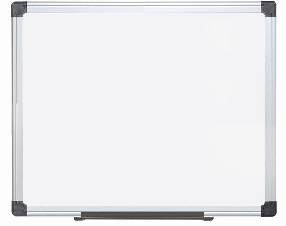 MasterVision Maya Series Double Sided Melamine Dry Erase White Board with Snap-On Marker Tray, 18" x 24", Aluminum Frame