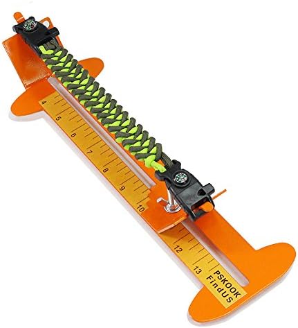 PSKOOK Paracord Bracelet Jig Kit Adjustable Length Metal Weaving DIY Craft Maker Tool 4" to 13" with Parachute Cord and Buckles(Orange)