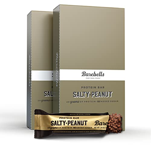 Barebells Protein Bars Salty Peanut - 12 Count, Pack of 2 - Protein Snacks with 20g of High Protein - Low Carb Protein Bar with No Added Sugar - Perfect on The Go Low Carb Snack & Breakfast Bars