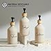Imagen de dispensador jabon baño 500ml Beige con Detalle de bambú