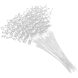 SOLUSTRE 100 Stück Kunststoffperlenstäbe Weiß Verstellbare Länge Realistische Perlensträuße für Selbstgemacht Hochzeit Brautstrauß und Partydekoration