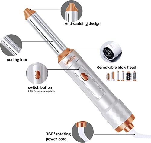 Foto von Warmluftbürste, 2022 Neuer 6 in 1 Air Wrap Hairstyler mit Haartrockner, Links Rechts Lockenstab, Rundbürstenföhn, Massage Heißluftbürste, Haarglätter Bürste, Airwrap für Alle Haartypen Geeignet