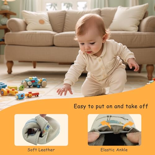 image for YALION Baby Soft Sole Leather Shoes Infant Toddler Moccasin Prewalker 
