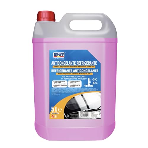 Enerfero Anticongelante refrigerante para Coches—Anticongelante Liquido refrigerante Líquido anticongelante Refrigerante Proveer una protección Avanzada para el Circuito de refrigeración—5L (Rosa)