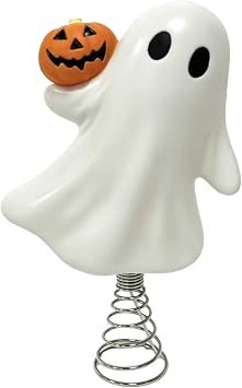 12" Lighted Ghost & Jack-o-Lantern Tree Topper with Warm White LED Lights by Ashland