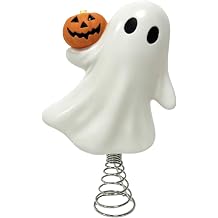12" Lighted Ghost & Jack-o-Lantern Tree Topper with Warm White LED Lights by Ashland