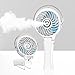 HandFan Handheld Misting Fan with 7 Colorful LED Nightlights Portable Mister Fan 180° Foldable Battery Operated Personal Mist Fan Rechargeable Water Spray Fan for Party Travel Indoors (White)