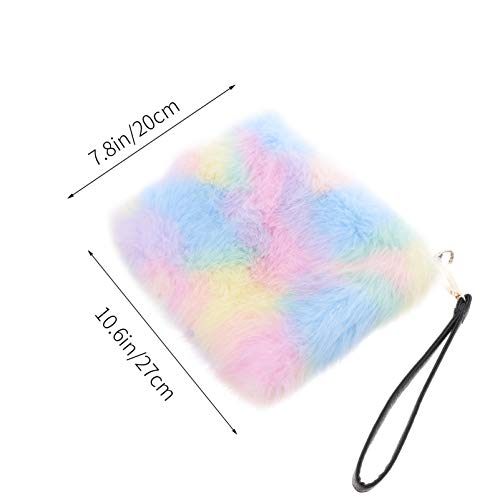 KESYOO Bolsa Feminina de Inverno Fuzzy Com Corrente Em Pele Sintética Macia Grande Balde Grande Bols