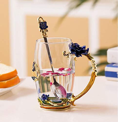 Guon-Wuvl Gifts for Mom Women Mothers Day Flower Cups Tea Mug With Tea Spoon Valentines Day Christmas Gift Coffee, Tea, Juice, Beer, Milk Hot And Cold Drinks Use Gift Package - Thumbnail 7