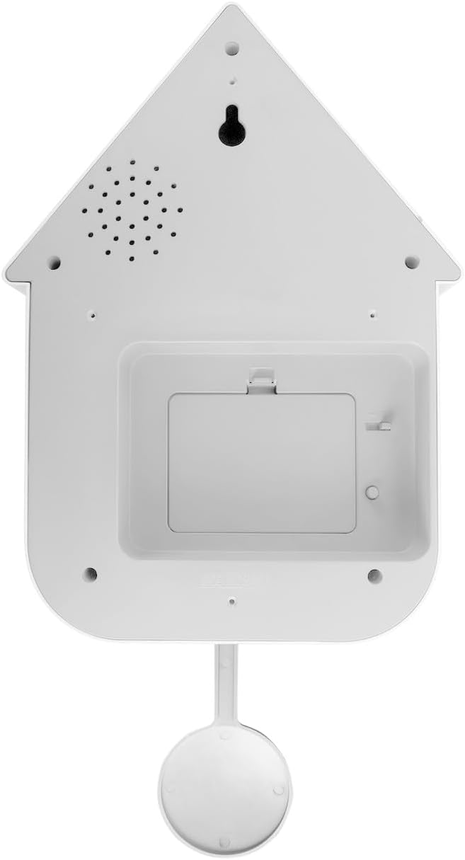 Back view of the Karlsson Solo Color Cuckoo Wall Clock, showing the battery compartment cover and speaker grille.