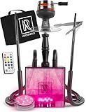 M. ROSENFELD Shisha Set Komplett to Go mit Tasche & Premium Zubehör – Kopf Set mit HMD, Mundstück, Aluminium Tauchrohr, Diffusor & Acryl Bowl Yadosquare ShadowBlack