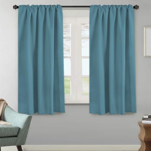 Image of H.VERSAILTEX Blackout Curtains Thermal Insulated Window Treatment Panels Room Darkening Blackout Drapes for Living Room Back Tab /Rod Pocket Bedroom Draperies (2 Panels, Storm Blue, 52 x 63 Inch)