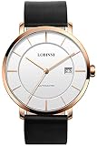 Lobinni Uomo Ultra Sottile Vestito Meccanico Automatico Calendario Di Lusso Analogico Delle Donne Orologio Da, Rosa-bianco-M, Meccanico