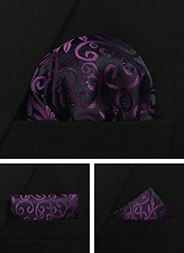 Image of Paisley Floral Mens Tie Formal Necktie Pocket Squares Ties Clips Cufflinks Classic for Men Set