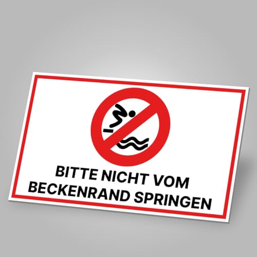 Schild Nicht vom Beckenrand springen Schwimmbad Hinweisschild Alu/Dipond inkl. Klebepads 25x15 cm