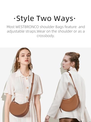 WESTBRONCO Crescent Leather Shoulder Bag for Women - Designer Crossbody Handbag Purse Hobo3