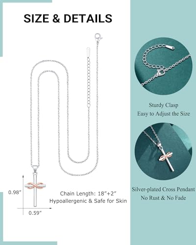 UPROMI Cross Necklace for Granddaughter/Daughter, Christmas Religious Christian Valentines Birthday Gifts3