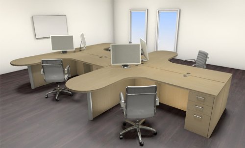 Four Persons Modern Executive Office Workstation Desk Set CH-AMB-S40