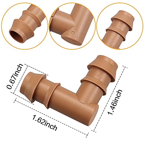 Jayee 25 Pack Drip Irrigation Barbed Elbow Fittings (17Mm) For 1/2" Drip Hose(0.600”Id) ，Sprinkler Tubing Connector For Drip System #TOP2