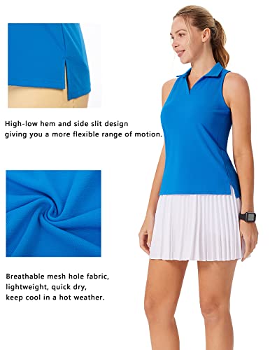 Blue Golf Shirts For Women Sleeveless Moisture Wicking Racerback Tennis Tops Upf 50+(Navy Blue,Xl) #TOP2
