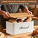 RYTOXILO White Bread Box for Kitchen Countertop, Metal Breadbox with One-Way Degassing Valve Bamboo Lid, Bread Storage Boxes Container for Homemade Bread, Sourdough Food Cutting Board for Counter