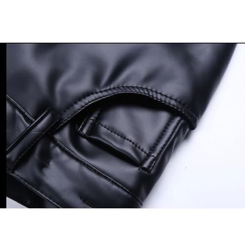 Dressnu Calça legging masculina justa de couro para motociclista elástica, Modelo fino preto, 39