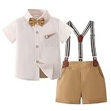 CARETOO Toddler Baby Boy Clothes Suits, Infant Boy Short Shirt+ Suspender Pants Outfit Sets Gentlema