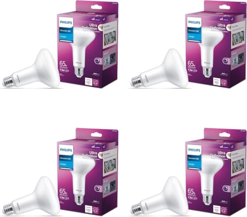 Image of PHILIPS LED 65W BR30 4-Pack Ultra Definition Daylight (5000K) 650 Lumen (7.5W = 65W) Dimmable Frosted Flicker-Free Light Bulbs