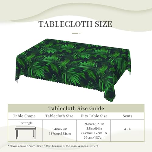 Nappe rectangulaire imprimé plante tropicale verte pour dîner et buffet