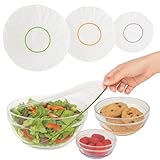 Kitchen Strong Plastic Bowl Covers, Elastic Reusable Food Covers for Bread Proofing, Storage & Outdoor Use – 50 Pack, Stretch Fit, 3 Sizes