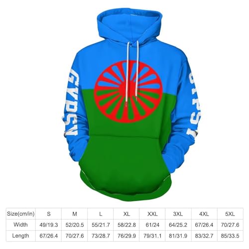 Sweat à capuche unisexe avec drapeau gitan cadeau rétro pour couple
