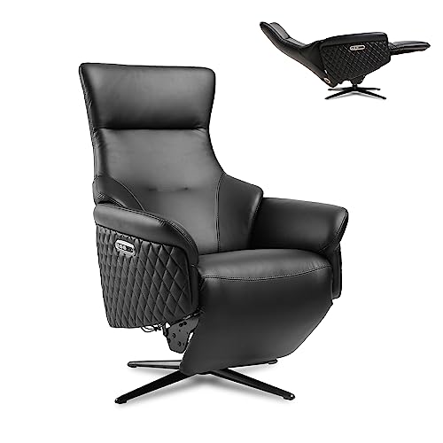 LUCKYERMORE Zero-Gravity Recliner Power Reclining Chair Black Modern Home Theater Seating for Adults with 2 Motor USB Ports Press Control Adjustable Headrest Footrest, Single Living Room Chairs