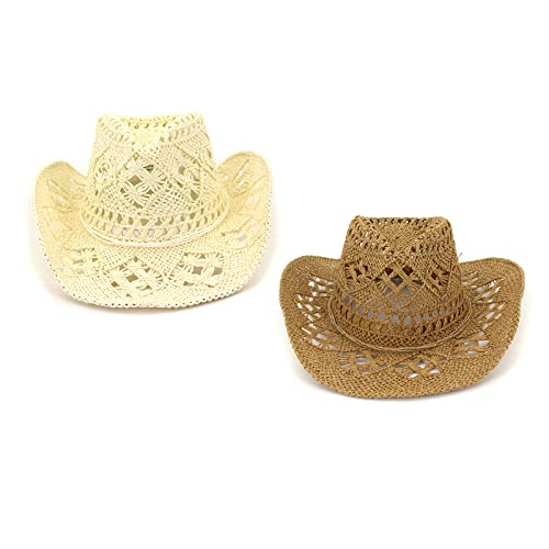 Cowboy hat,Trendy Sunshade Straw Hat Hand-Woven Simple Western Sunhat for Couples Boys Girls Youth2
