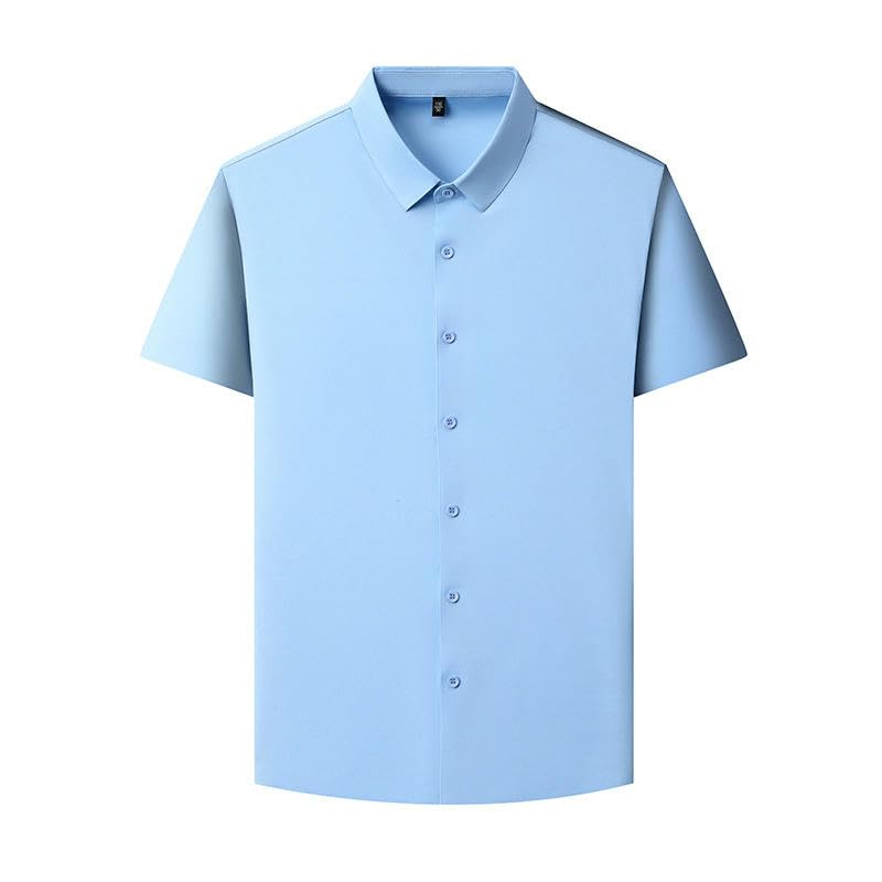 Chemise légère homme manches courtes coupe ajustée couleur unie - 5