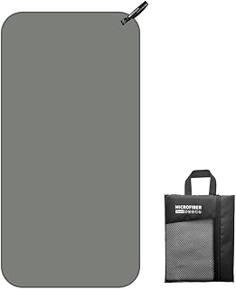MORGEN SKY 速乾タオル スポーツタオル マイクロファイバー ジムタオル セームタオル バスタオル フェイスタオル ビーチタオル コンパクト 収納袋付き 防臭 超吸水 旅行 登山 水泳 フィットネス キャンプ お風呂に最適 YUYI22(グレー,L)