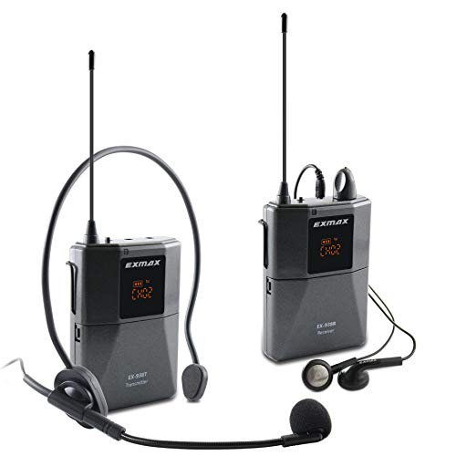 EXMAX EX-938 Wireless Audio Transmission Tour Guide System Overcoming Enviroment Noise Human Translator in Your Ear for Church Translation Simultaneous Interpretation Assisted Listening (1T1R)