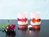 Bamberg Skyline Windlicht 2er Set Lichthülle - Tischlicht Geschenk-Idee Deko personalisierbar mit eigenem Namen Text Datum Spruch Botschaft Textzeile