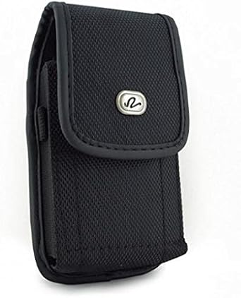 Black Rugged Canvas Phone Case Cover Pouch Belt Holster Clip for Verizon Motorola Moto Z Force Droid - Verizon Motorola Moto Z Play Droid - Virgin Mobile iPhone 6S Plus
