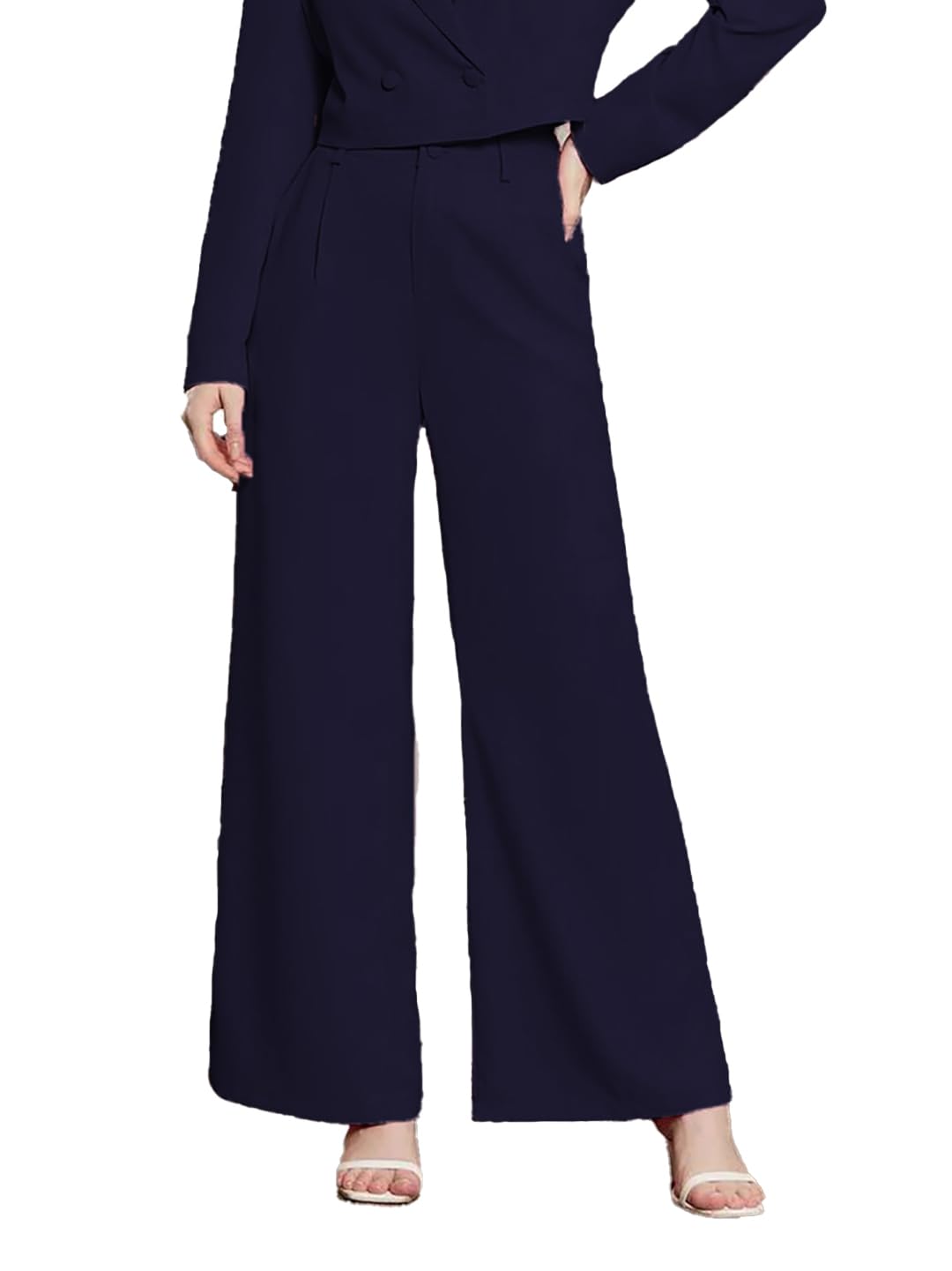 kotty Womens High Rise Regular Fit Viscose Rayon Solid Trousers-picture-24