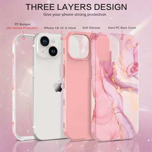 Coque iPhone 13 14 antichoc 3 en 1 silicone souple marbre