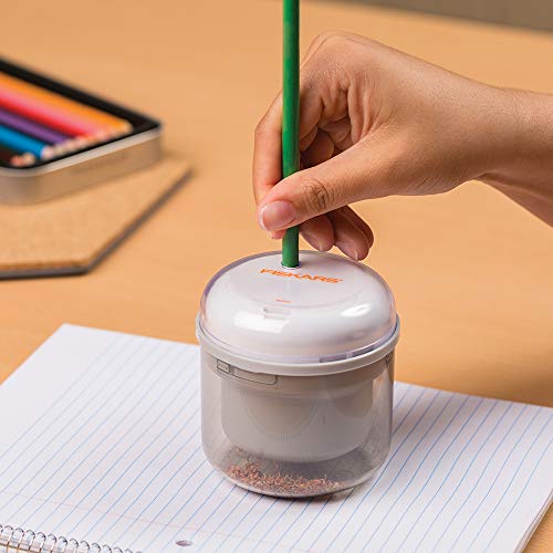 Fiskars Battery Powered Pencil & Color Pencil Sharpener - Back To School Supplies - (Batteries Not Included) #TOP3