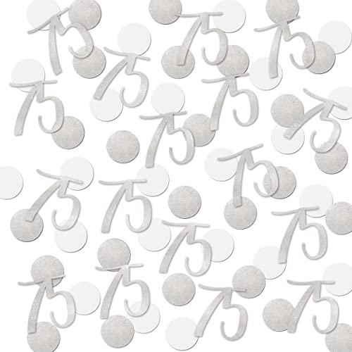 Silver Glitter 75 Confetti, 75th Birthday Number Confetti, 200pcs Anniversary Party Table Decoration Supplies by MAGJUCHE - Used condition - US$9.33