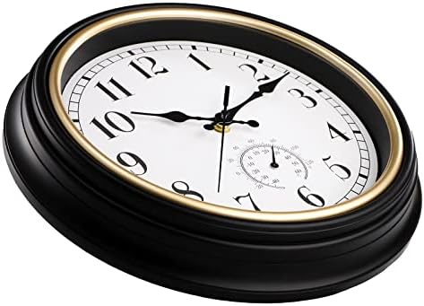 Yarlung 12 Inch Retro Quartz Wall Clock with Thermometer, Silent Non Ticking Battery Operated Clock Wall Decor for Patio, Home, Office, School
